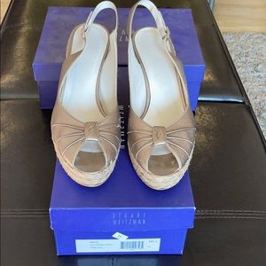Stuart Weitzman gold wedge sandals
